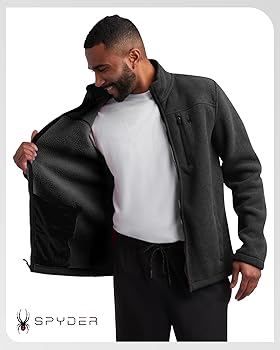 Spyder Mens Fleece Jacket - Soft Polar Fleece Sherpa Lined
